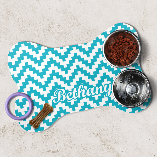 Pixelated Chevron Dog Bone Shaped Mat Lifestyle