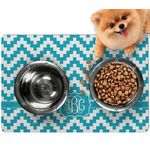 Pixelated Chevron Dog Food Mat - Small w/ Monogram