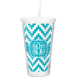 Pixelated Chevron Double Wall Tumbler with Straw (Personalized)
