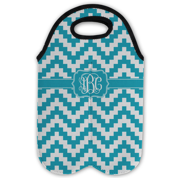 Pixelated Chevron Double Wine Tote - Flat (new)