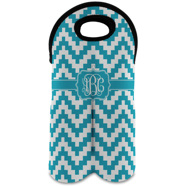 Custom Pixelated Chevron Wine Tote Bag (2 Bottles) (Personalized)