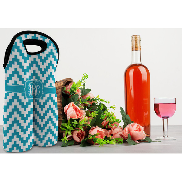 Pixelated Chevron Double Wine Tote - LIFESTYLE (new)