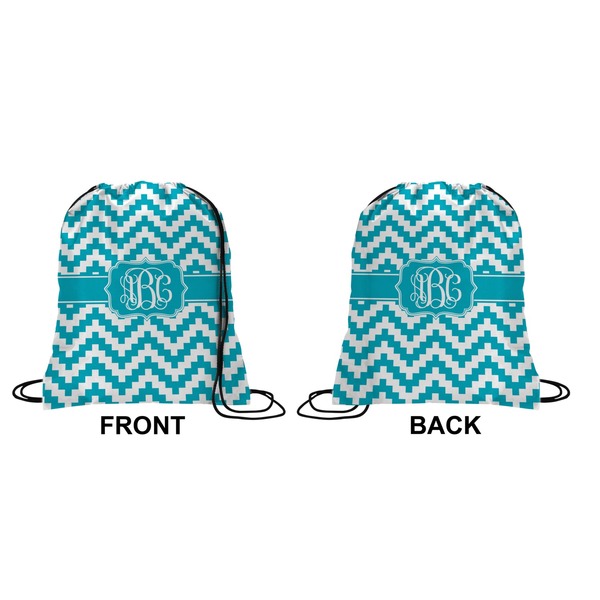 Pixelated Chevron Drawstring Backpack Front & Back Small