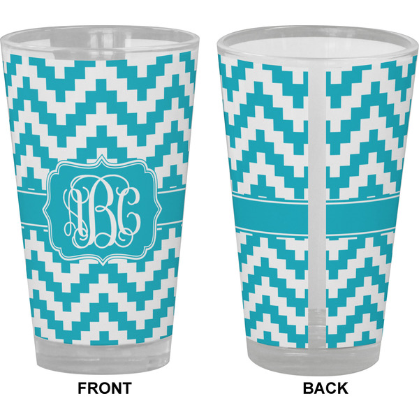 Pixelated Chevron Pint Glass - Full Color - Front & Back Views