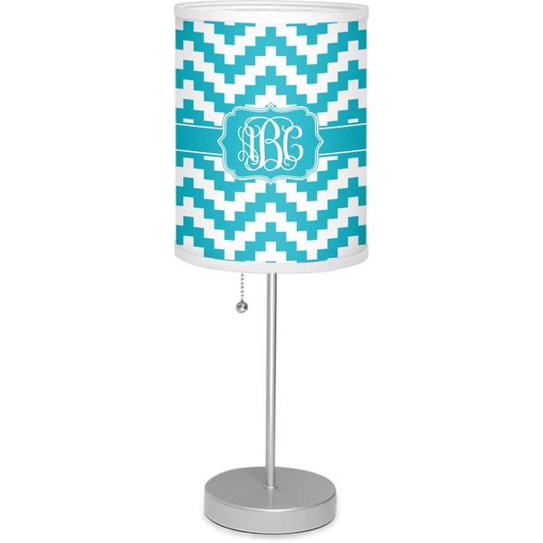 Custom Pixelated Chevron 7" Drum Lamp with Shade Linen (Personalized)