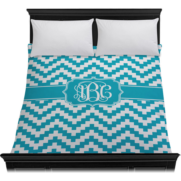 Pixelated Chevron Duvet Cover - Queen - On Bed - No Prop