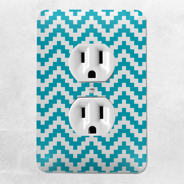 Pixelated Chevron Electric Outlet Plate - LIFESTYLE