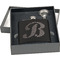 Pixelated Chevron Engraved Black Flask Gift Set