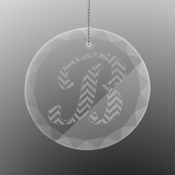 Pixelated Chevron Engraved Glass Ornament - Round (Personalized)