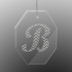 Pixelated Chevron Engraved Glass Ornament - Octagon (Personalized)