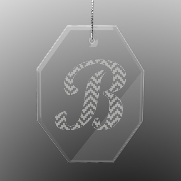 Pixelated Chevron Engraved Glass Ornaments - Octagon