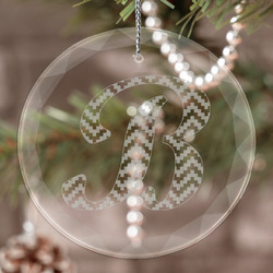 Pixelated Chevron Engraved Glass Ornament (Personalized)