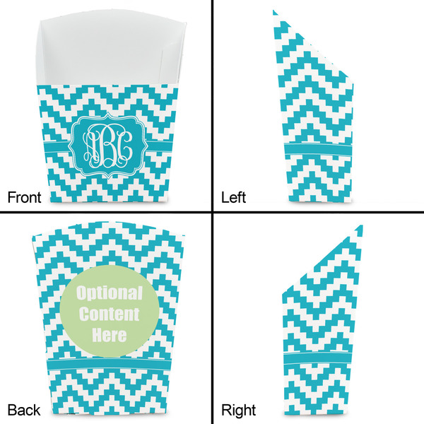Pixelated Chevron French Fry Favor Box - Front & Back View
