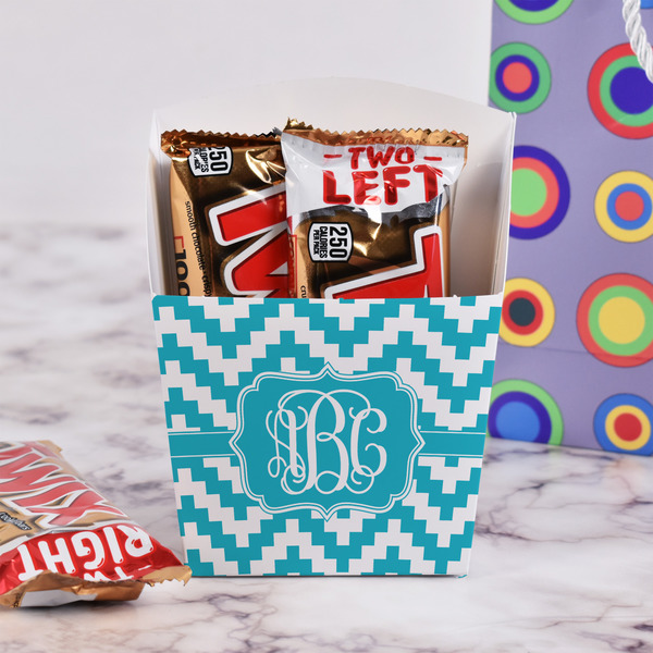 Pixelated Chevron French Fry Favor Box - w/ Treats View