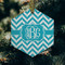 Pixelated Chevron Frosted Glass Ornament - Hexagon (Lifestyle)