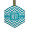 Pixelated Chevron Frosted Glass Ornament - Hexagon