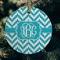 Pixelated Chevron Frosted Glass Ornament - Round (Lifestyle)