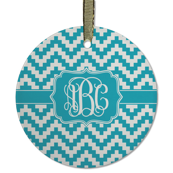 Pixelated Chevron Frosted Glass Ornament - Round