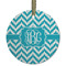 Pixelated Chevron Frosted Glass Ornament - Round