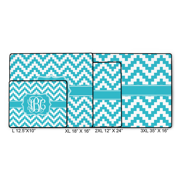 Pixelated Chevron Gaming Mats - SIZE CHART