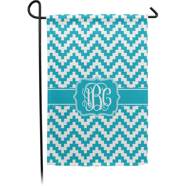 Custom Pixelated Chevron Small Garden Flag - Single Sided w/ Monograms