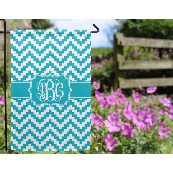 Pixelated Chevron Garden Flag - Outside In Flowers