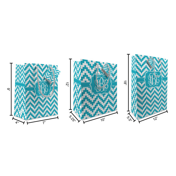 Pixelated Chevron Gift Bags - All Sizes - Dimensions