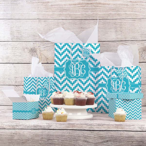 Pixelated Chevron Gift Bags - In Context