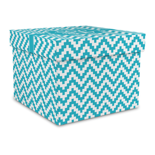 Custom Pixelated Chevron Gift Box with Lid - Canvas Wrapped - Large (Personalized)