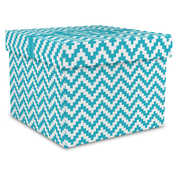 Custom Pixelated Chevron Gift Box with Lid - Canvas Wrapped - X-Large (Personalized)