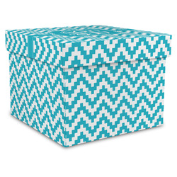 Pixelated Chevron Gift Box with Lid - Canvas Wrapped - XX-Large (Personalized)