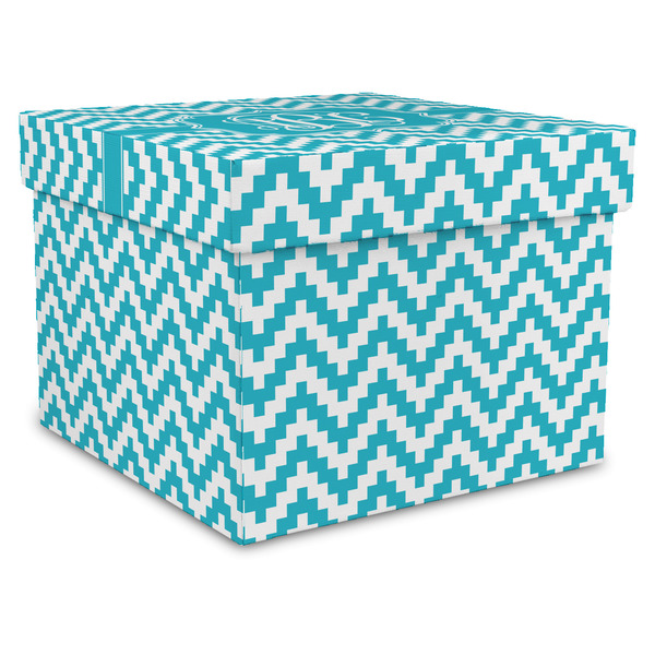 Custom Pixelated Chevron Gift Box with Lid - Canvas Wrapped - XX-Large (Personalized)