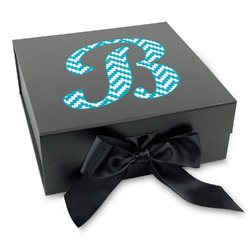 Pixelated Chevron Gift Box with Magnetic Lid - Black (Personalized)
