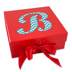 Pixelated Chevron Gift Box with Magnetic Lid - Red (Personalized)