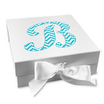 Pixelated Chevron Gift Box with Magnetic Lid - White (Personalized)