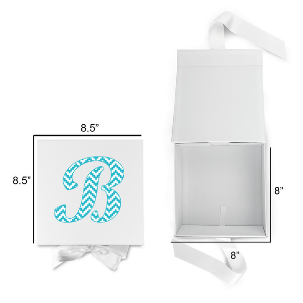 Pixelated Chevron Gift Boxes with Magnetic Lid - White - Open & Closed