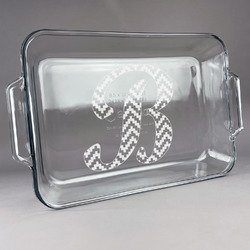 Pixelated Chevron Glass Baking Dish with Truefit Lid - 13in x 9in (Personalized)