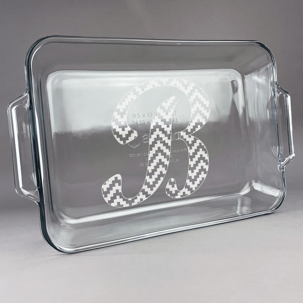 Custom Pixelated Chevron Glass Baking Dish with Truefit Lid - 13in x 9in (Personalized)