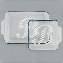 Pixelated Chevron Set of Glass Baking & Cake Dish - 13in x 9in & 8in x 8in (Personalized)