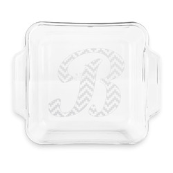 Pixelated Chevron Glass Cake Dish with Truefit Lid - 8in x 8in (Personalized)