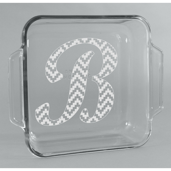 Custom Pixelated Chevron Glass Cake Dish - 8in x 8in (Personalized)