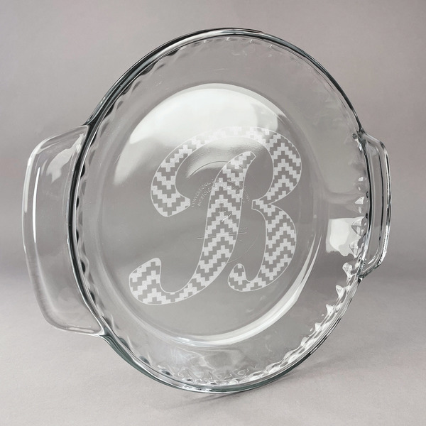 Custom Pixelated Chevron Glass Pie Dish - 9.5in Round (Personalized)