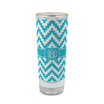 Pixelated Chevron 2 oz Shot Glass -  Glass with Gold Rim - Set of 4 (Personalized)