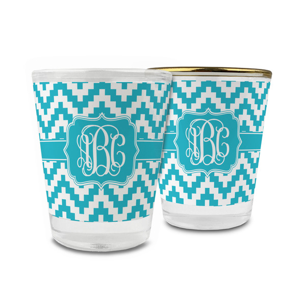 Custom Pixelated Chevron Glass Shot Glass - 1.5 oz (Personalized)