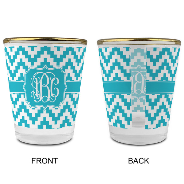 Pixelated Chevron Glass Shot Glass - with gold rim - APPROVAL