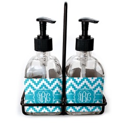 Pixelated Chevron Glass Soap & Lotion Bottles (Personalized)