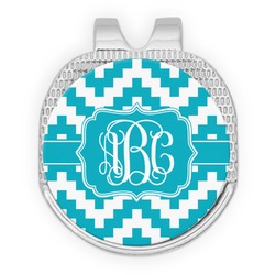 Pixelated Chevron Golf Ball Marker - Hat Clip - Silver