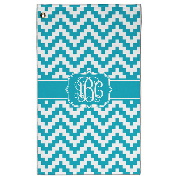 Custom Pixelated Chevron Golf Towel - Poly-Cotton Blend w/ Monograms