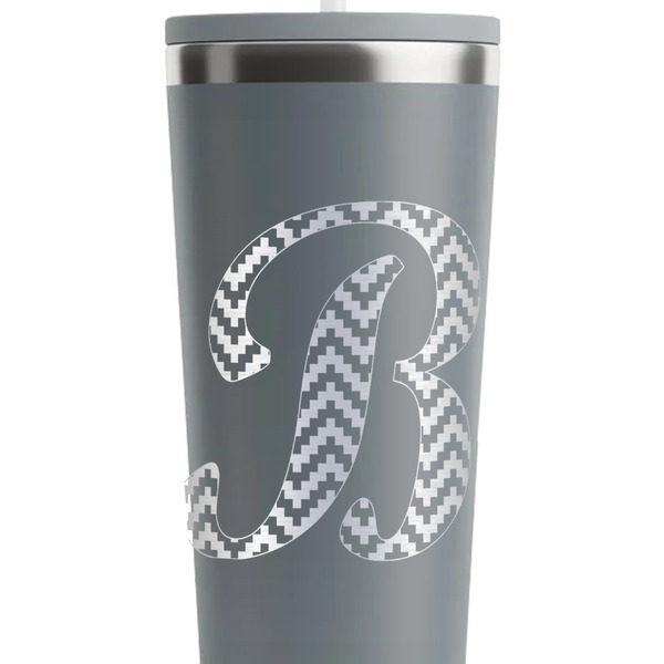 Pixelated Chevron Grey RTIC Everyday Tumbler - 28 oz. - Close Up