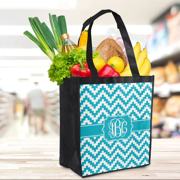 Pixelated Chevron Grocery Bag - LIFESTYLE